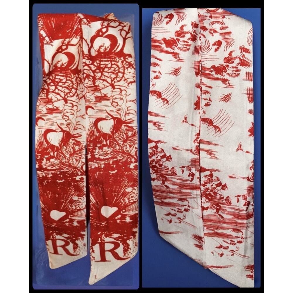 Skinny Scarf Purse Handle Protector Strap Wrap Set of 2 Matching Red and White